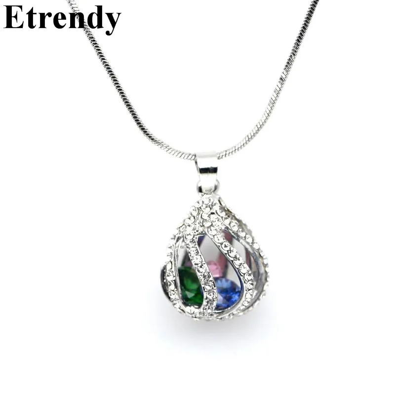 

New Simple Elegant Water Drop Rhinestone Long Necklace Women Bijoux Fashion Jewelry Winter Sweater Necklaces & Pendants