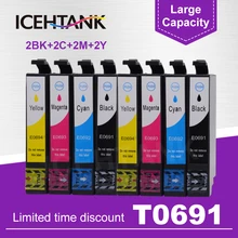 Cartouche d'encre complète pour imprimante Epson Stylus, Compatible T069, T0691, 69XL, CX5000, CX6000, CX7000F, CX7400, CX7450