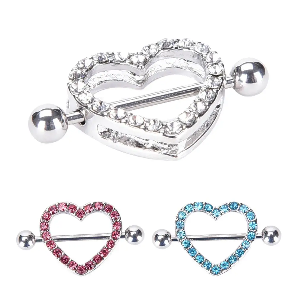 Sexy Crystal Gifts Love Hearts Nipple Bar Rings Heart Rings Nipple Ring