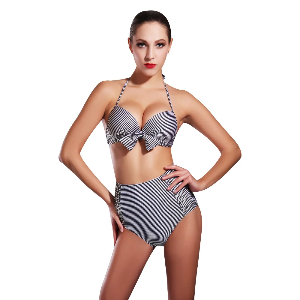 

bikini Swimwear swimsuit Women Sexy bikini push up Padded biquinis Bikini Set Swimsuit Lady Bathing suit Black stripes swimwear