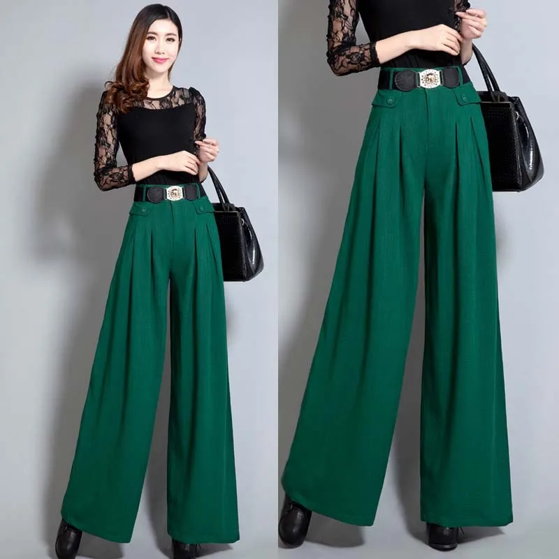 green wide leg pants Pi Pants
