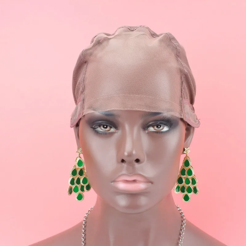 Brown color Free Shipping Full lace wig caps for making wigs Glueless