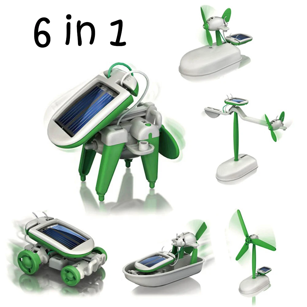 6 In 1 Creativity toy Power Solar Transformation Robot DIY Toy Solar