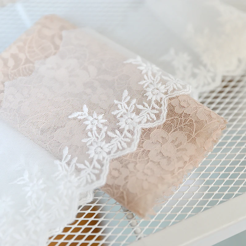 

5 m / bag lace accessories good quality milk white mesh embroidery lace wide 8.5CM free shipping