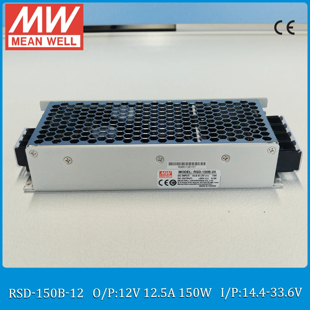 

Original MEAN WELL RSD-150B-12 150W 12.5A 12V railway dc dc converter Input 14.4-33.6VDC meanwell dc/dc railway power supply