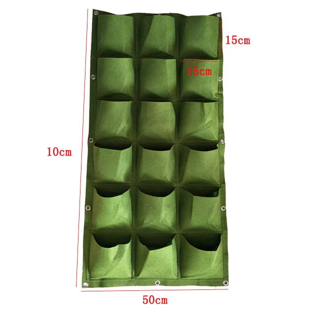 Вертикальная настенная сумка для выращивания, 64/72 карманов, зеленые посадочные сумки, садоводство, овощи, садовая сумка для рассады, товары для дома - Цвет: 18 Pockets 50x100cm