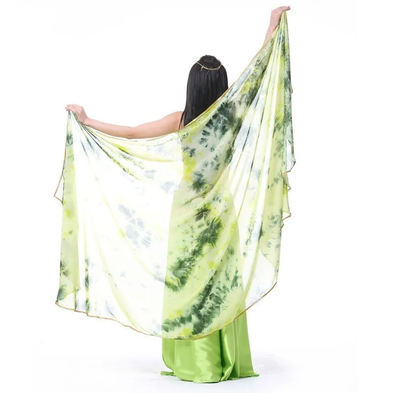 

New 250x120cm Chiffon Scarf Indian Dress For Women Belly Dance Hand Scarf BellyDancing Green Yarn Danse Orientale BellyDance