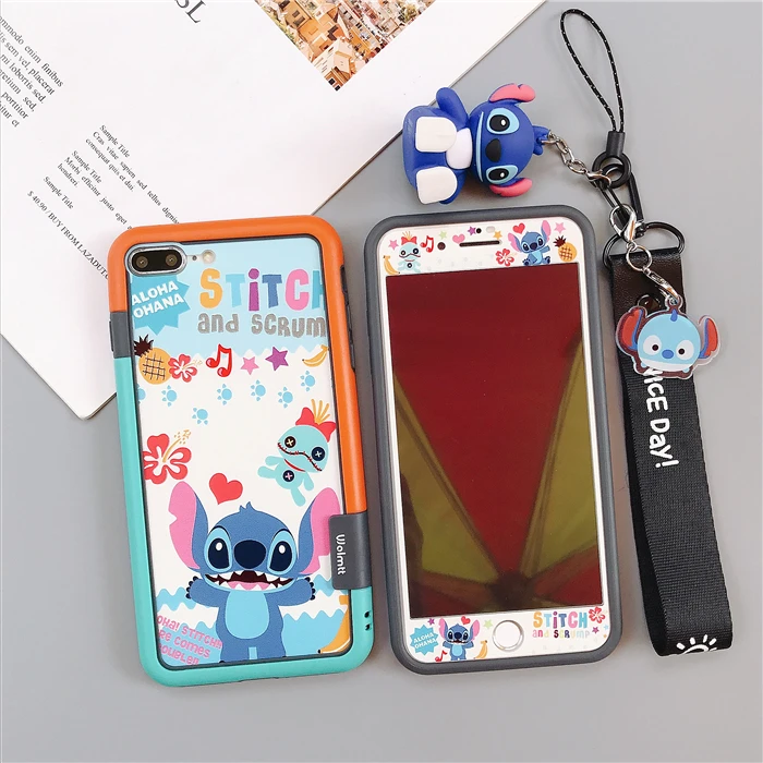 Синий Защитная пленка из закаленного стекла для iPhone XSmax/XR 8 7 plus и противоударный бампер для iPhone X 7 6s+ 2D игрушечный ремешок - Цвет: Синий