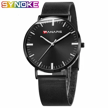 

SYNOKE Quartz Watch Men's Simple Design Business Fashion Watch Waterproof Stainless Steel Strap Large Dial Ultrathin Point 8120