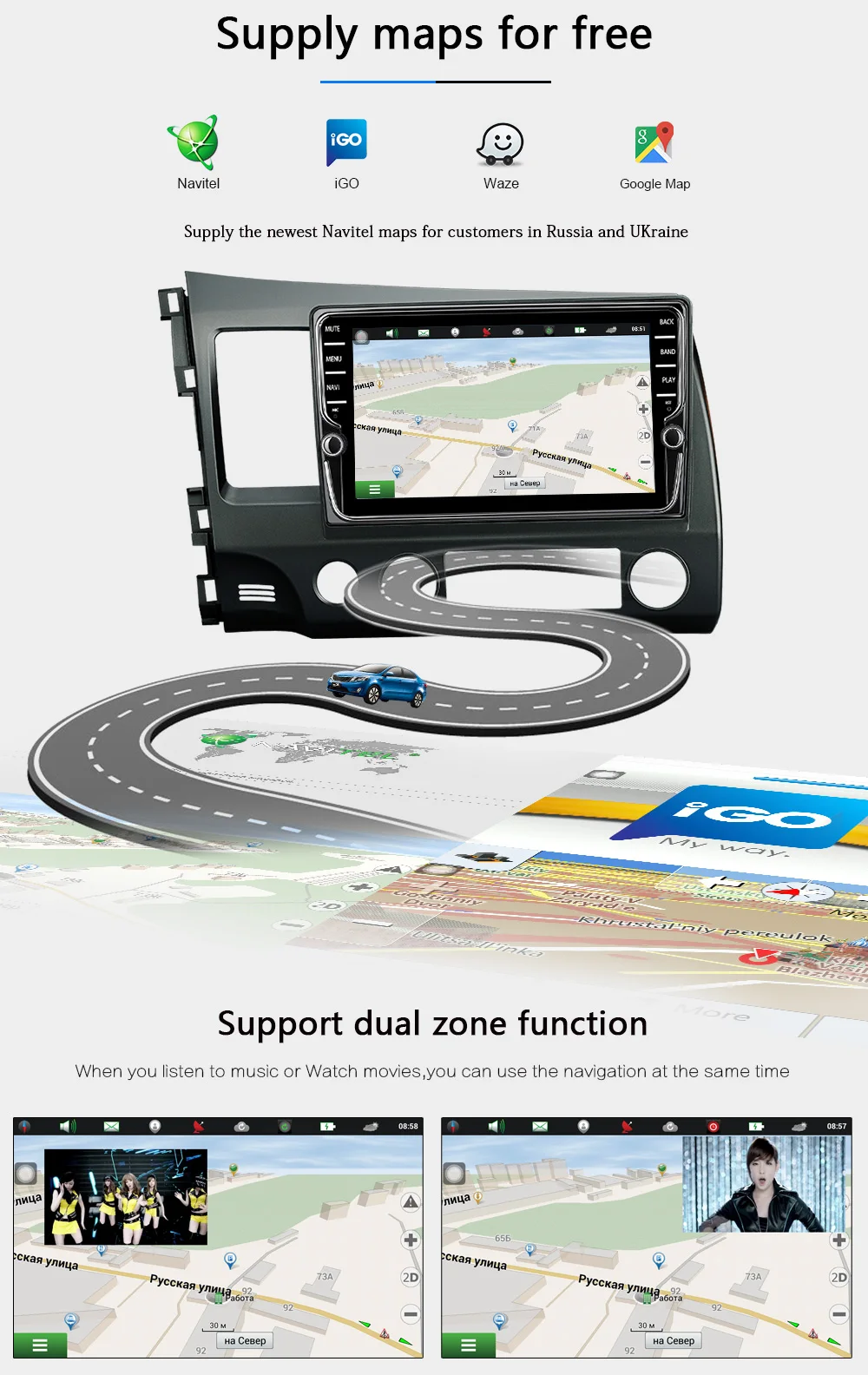 Best FUNROVER android 8.0 2 din car dvd for honda civic 2006-2011 navigation gps car radio video stereo multimedia player 2G RAM 32G 7