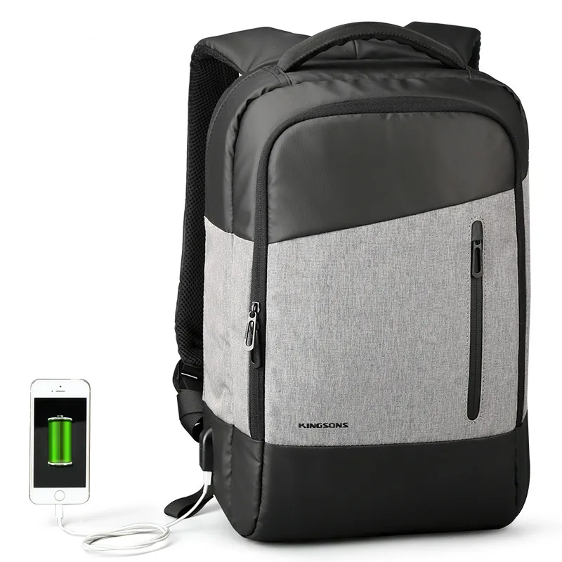 

Kingsons Casual Style Multi-function rechargeable Backpack Men Large Capacity external USB Laptop Bag Unisex Solid Business Bag