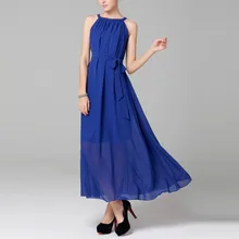 Women Summer Long Evening Party Dress Beach Dresses Sundress Belted 6 Colors Hot Selling