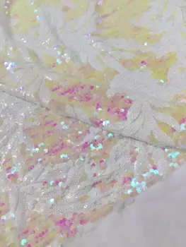 

On sale LJY-11905-3 African net lace fabric for fashion dress with sequins