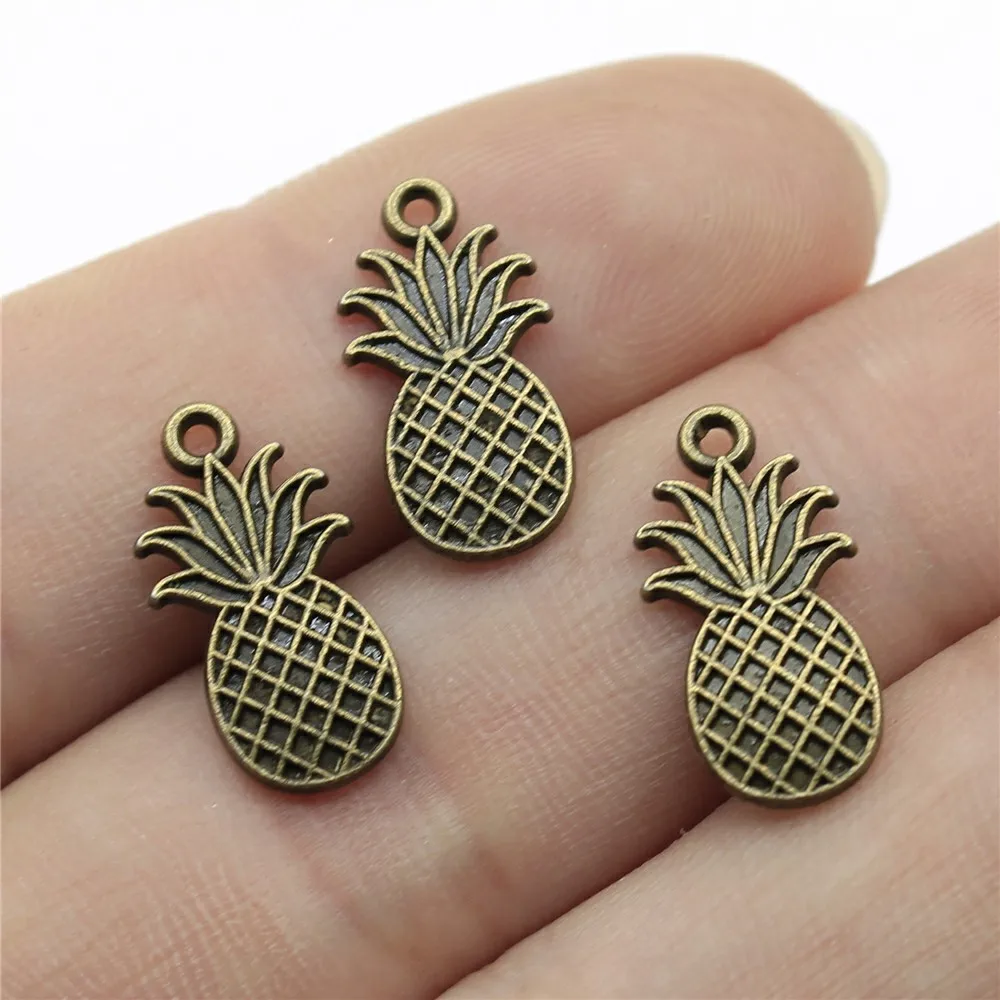 

WYSIWYG 20pcs 17x9mm Vintage Pineapple Pendants Charm 2 Colors Pineapple Pendants Charm Pineapple