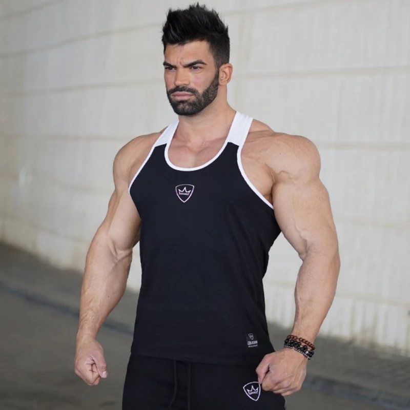 

Mens Bodybuilding Workout Tank top Man Casual Patchwork Sleeveless shirt 2018 New Male Gyms Fitness Sling Vest Crossfit Clothing