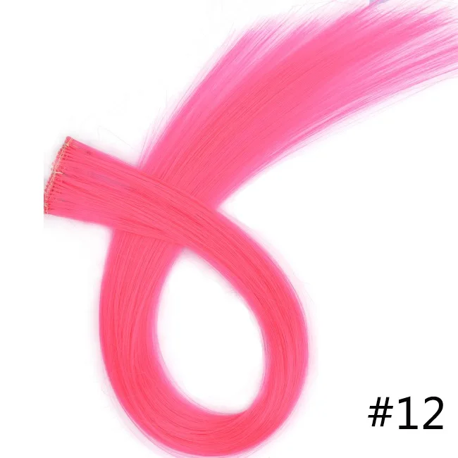 Один зажим в одном куске волосы для наращивания 50 см 20 дюймов длинные прямые термостойкие синтетические шиньоны розовые зеленые волосы - Цвет: P4/24