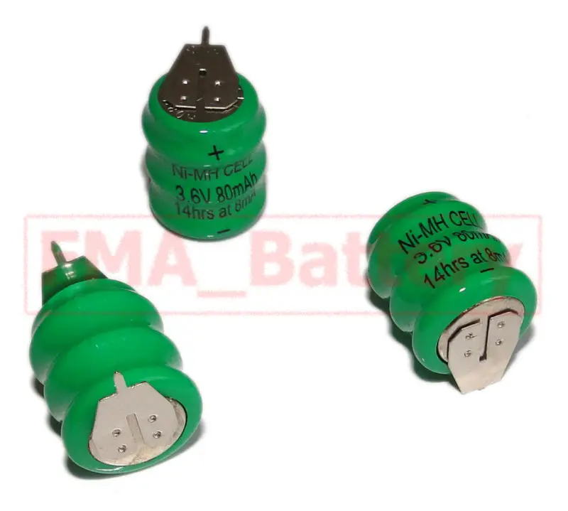 

3x 3.6V 80MAH Ni-MH Battery 2P Button Cell Replace for Varta PLC Power