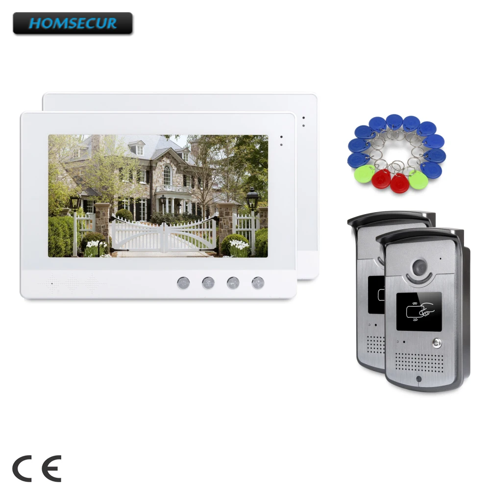 

HOMSECUR 10.1inch Wired Video Door Entry Security Intercom with Keyfobs Unlocking Camera : XC001+XM101-W