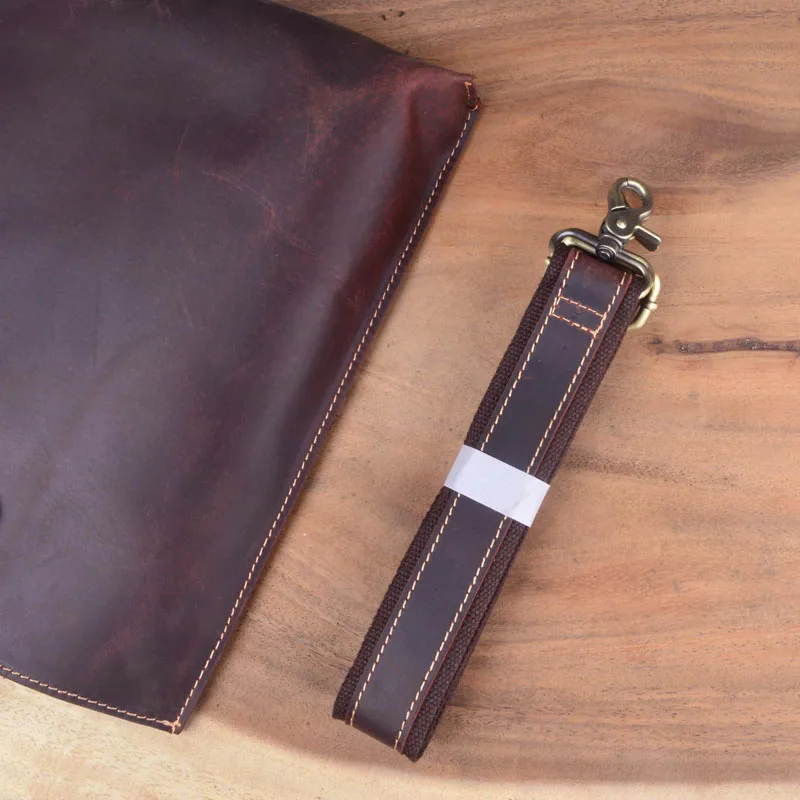 EUMOAN Mad horse leather men's bag, vintage leather briefcase, hand-held shoulder bag, hand-made head leather slant bag