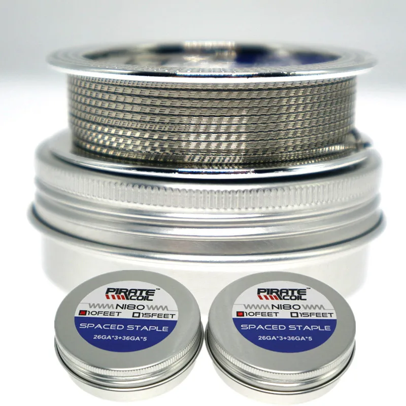

PIRATE COIL 100% Original 10ft SPACED STAPLE NI80 Wire For RBA RDTA RDA Coil Vape E Cigar Heating Wire