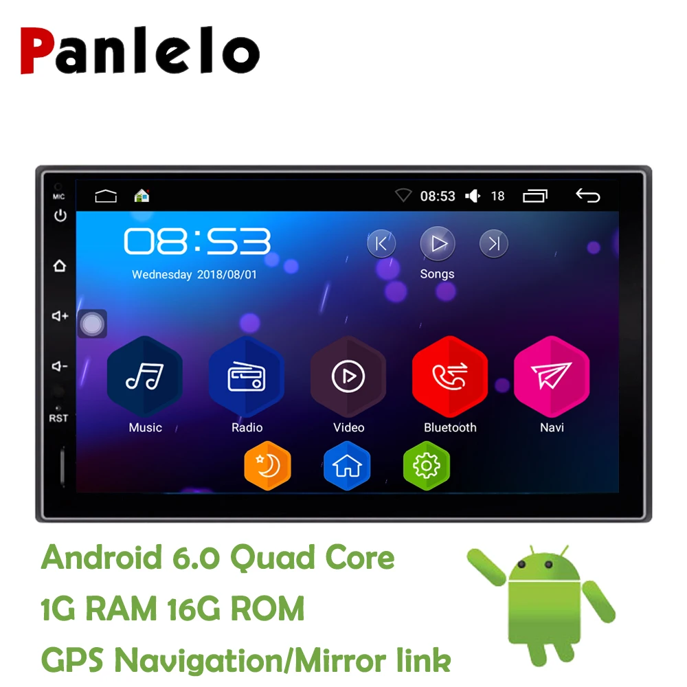 

Panlelo 2 Din Android 6.0 Car Stereo 7 Inch Quad Core Head Unit 1080P GPS Navigation Audio Radio Built in Wi-Fi Bluetooth RDS