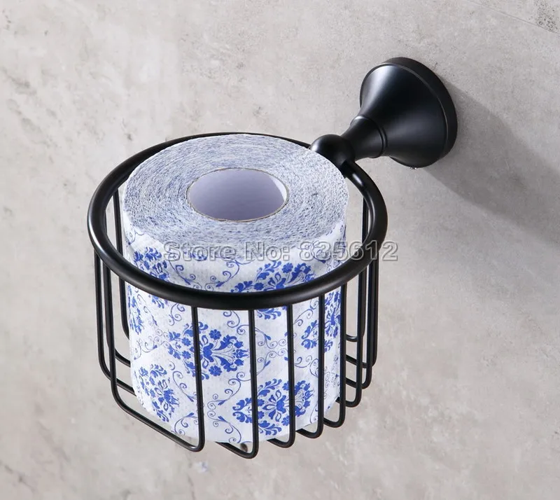 Bathroom Accessory Black Oil Rubbed Bronze Toilet Paper Holder Wall Mounted Roll Tissue Basket Wba855 | Обустройство дома