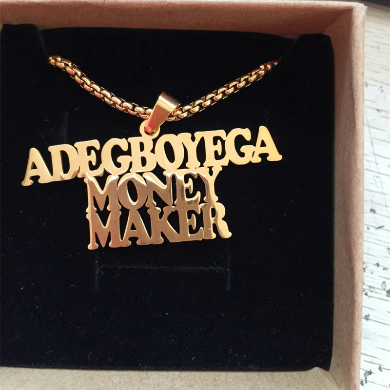 

Lateefah Punk Style Box Chain Design Custom Name Personalized Necklace Women Fashion Stainless Steel Pendant Customized Jewelry