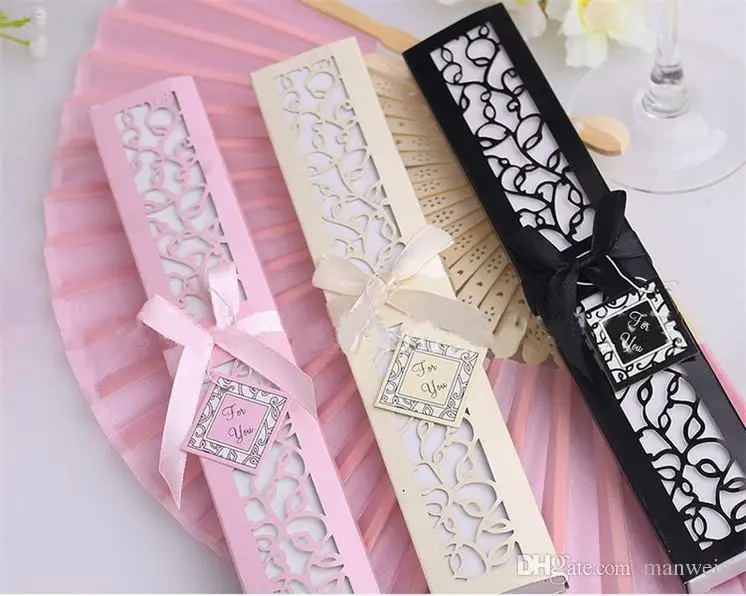 

50Pcs Wholesale Mix Color Personalized Printing/Engrave Logo On Ribs Wooden Bamboo Hand Silk Wedding Fans+Gift Box Free Shipping