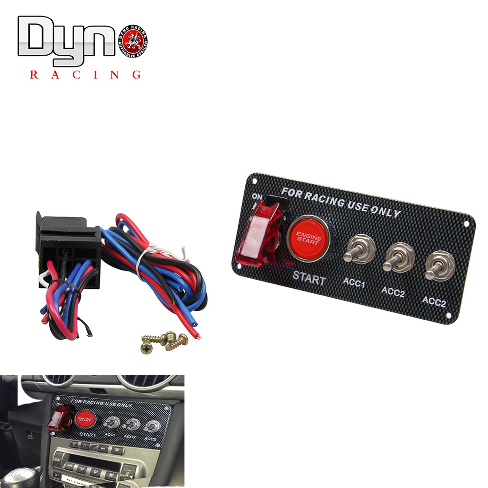 

Carbon Fiber Racing Car 12V LED Ignition Switch Panel Engine Start Push Button LED Toggle BS009