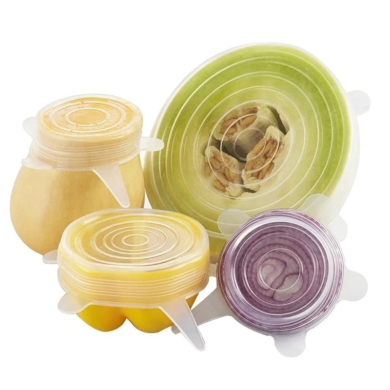 

6pcs/set Silicone Lids Food Storage Cover Vegetable Fruit Covers To Keep Your Food Safe Fresh Reusable Kitchen Tools