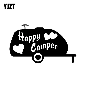 

YJZT 15.1CM*8.7CM Cartoon Fun Happy Camper Vinyl Decal Car Sticker Waterproof Graphical C11-1335