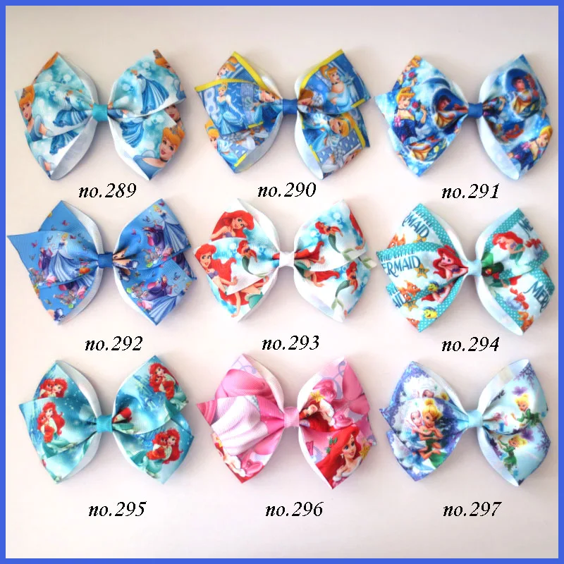 200 Girl 4.5/" New Angel Hair Bow Mermaids Frozen Cinderella Snow White Princess