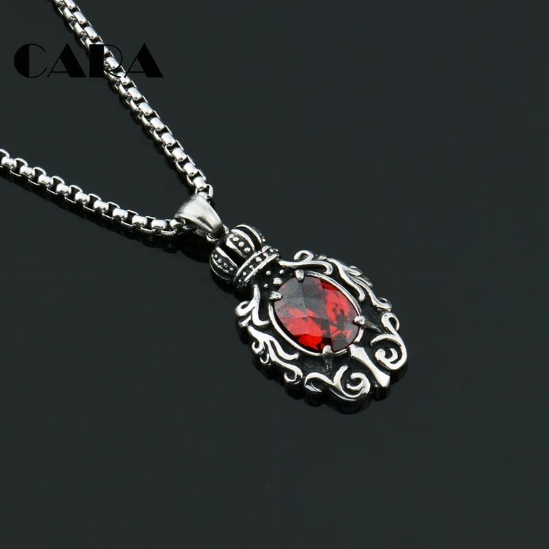 

CARA New 316L stainless steel men fashion hip hop necklace Royal Crown with Stones charm pendant necklace women jewelry CAGF0408