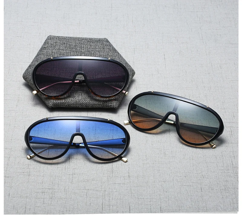 SHAUNA Новое поступление негабаритных цельных солнцезащитных очков для женщин, крутые градиентные очки, солнцезащитные очки для мужчин