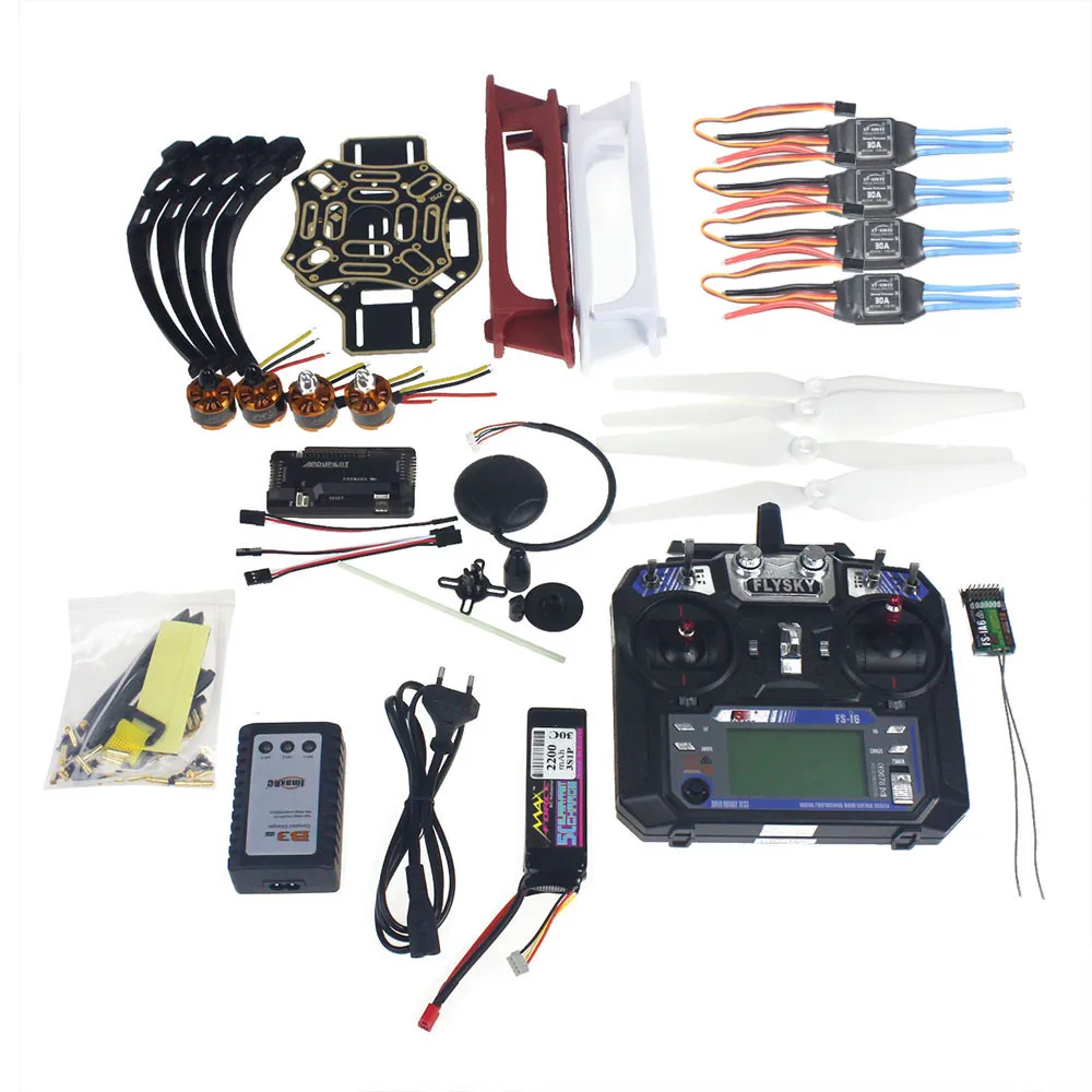 

DIY RC Drone 4-axis Aircraft Kit F450-V2 Frame GPS APM2.8 Flight Control Flysky FS-i6 Transmitter Remote Controller Quadrocopter