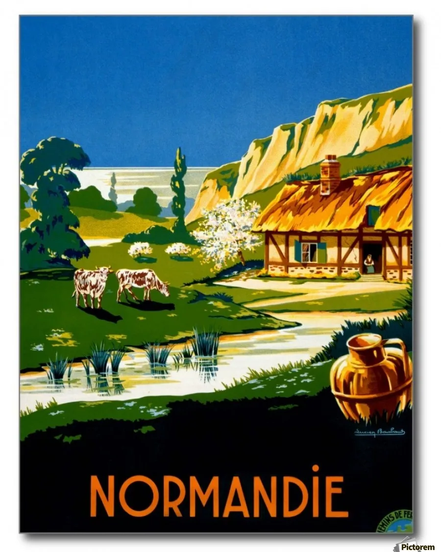 

Pop Normandy Ranch Map Vintage Travel Poster Classic Retro Kraft Canvas Maps Wall Sticker Home Bar Posters DIY Decor Gift