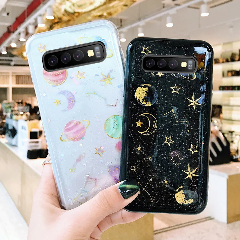 

Glitter universe planet soft case For Samsung Galaxy A7 2018 A750 For Samsung Galaxy S10 Lite For Samsung S10 plus case