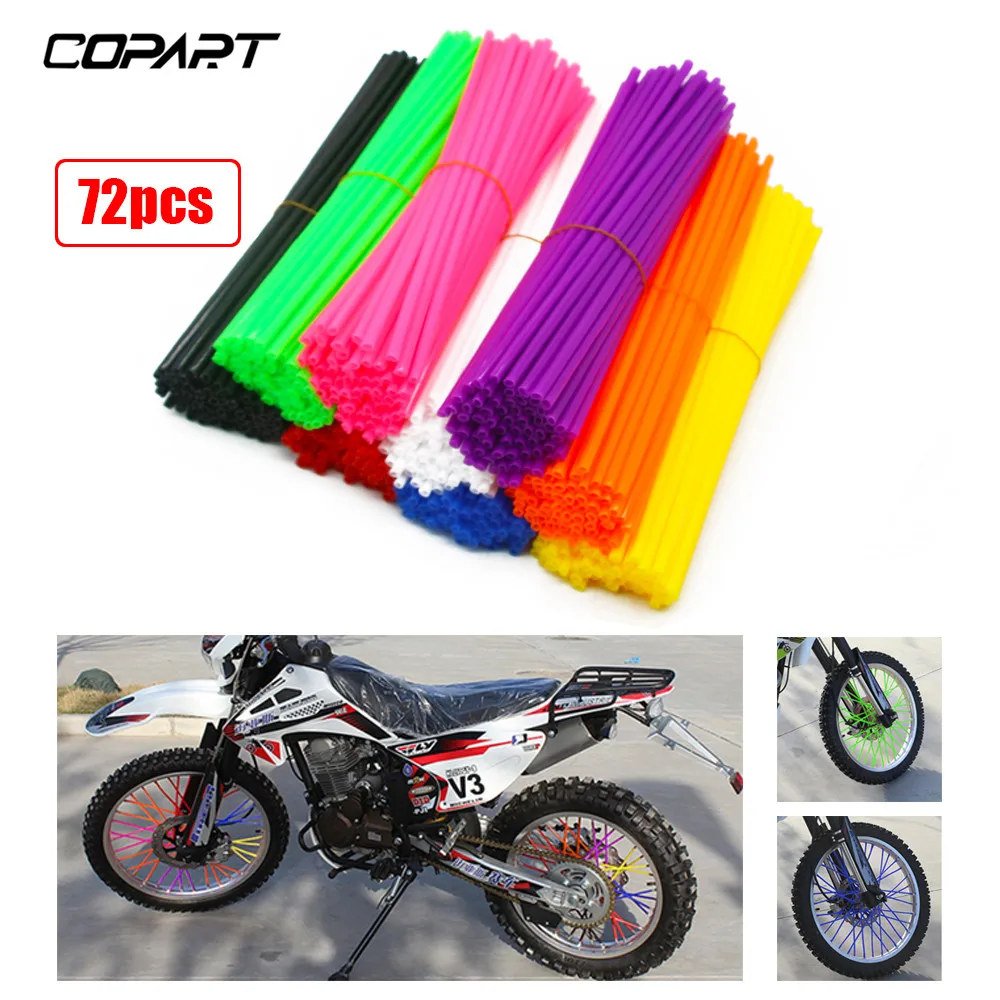 

72Pcs/Pack Bike Wheel Spoke Colorful Protector Motocross Rims Skins Covers Off Road Bike Guard Wraps Kit Motorcycle Bike Guard