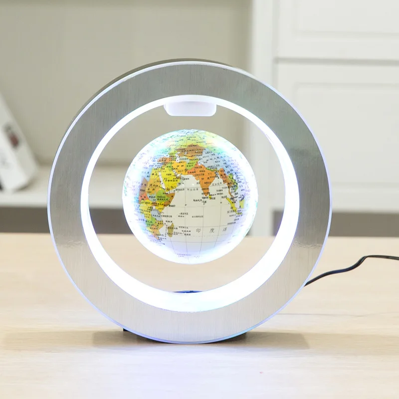 Новое оригинальное украшение магнитной левитации Плавающий глобус Карта мира с светодиодный свет с Электромагнит и магнитным датчиком поля