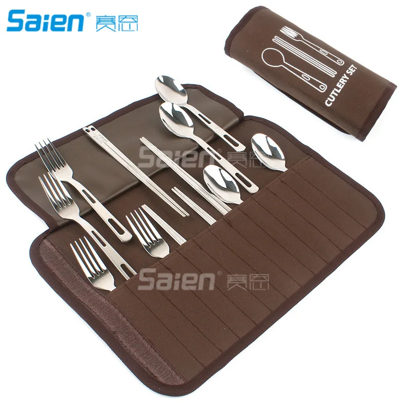 

12pcs Silverware Flatware Cutlery Family Set with Travel Case, Backpacking Camping Cookware Kitchen Stainless Steel Utensil