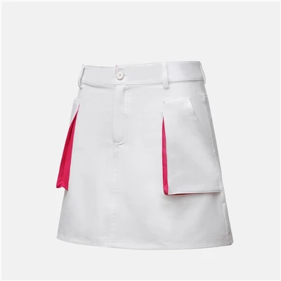 Pgm Женская юбка для гольфа, женские спортивные короткие юбки для тенниса, одежда для гольфа, дышащая одежда для гольфа с карманами, высокое качество, AA60477 - Цвет: Белый