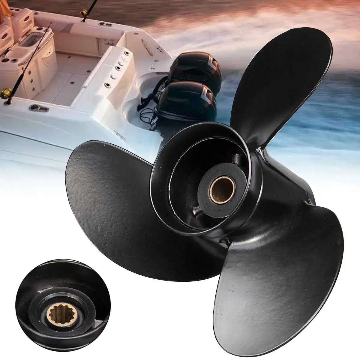 Boat Engine Aluminum Alloy Outboard Propeller 8.5/"X9/" for 8HP 9.8HP Tohatsu