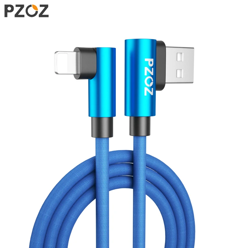 PZOZ 90 درجة كابل يو اس بي ل فون Xs ماكس 8 7 6 زائد 6 ثانية 5 5 ثانية SE باد 2 مصغرة سريع كابل شحن الهاتف المحمول شاحن الحبل البيانات