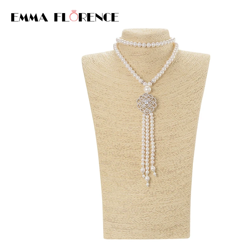 Brightly Simulated Pearl Necklaces White Shell Elegant Silver Flower Women Pendant Jewelry | Украшения и аксессуары