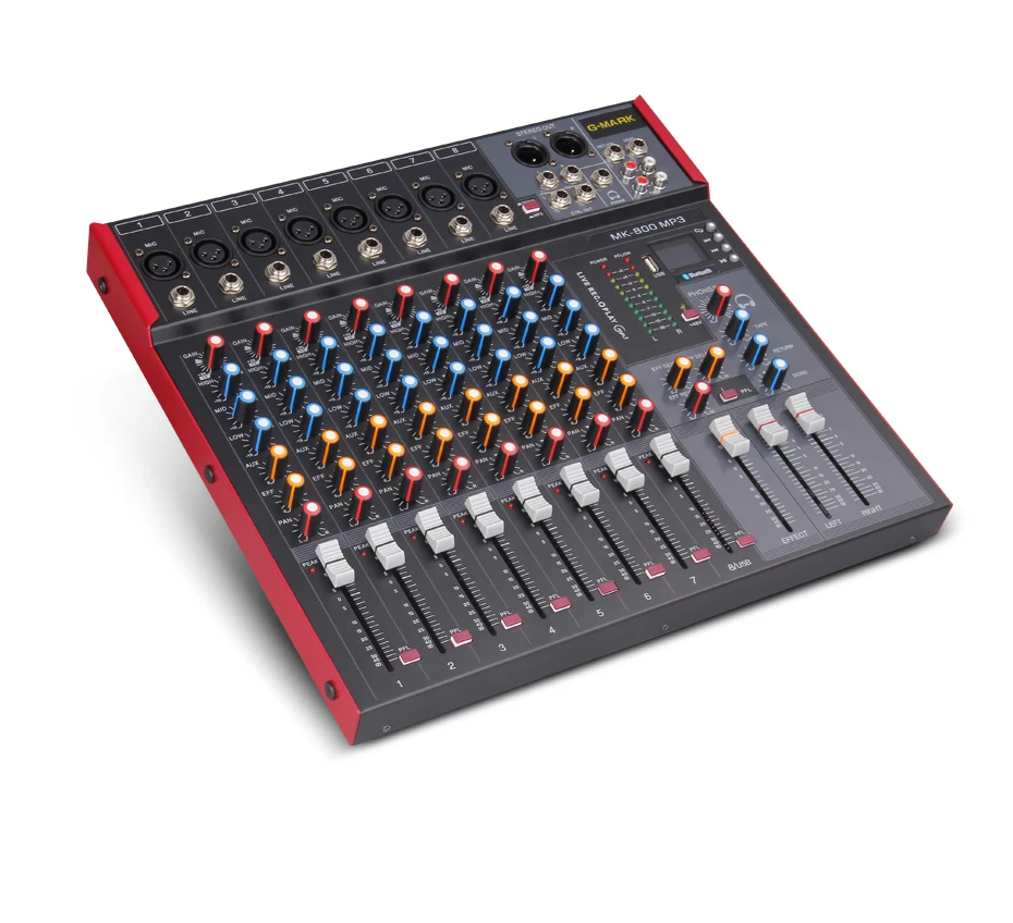 G-MARK MK800 Mixer Profesional Audio Muzik Studio Konsol Pentas Mikrofon Pencampuran DJ Party Church 48V Phantom Power G-MARK MK800 Mixer Profesional Audio Muzik Studio Konsol Pentas Mikrofon Pencampuran DJ Party Church 48V Phantom Power