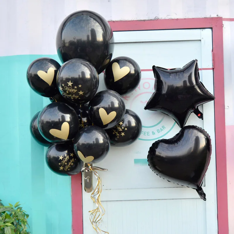 

10pcs Black Latex Happy Birthday Balloons Air Balloons Birthday Party Decorations Kids Party Ballon Baby Shower