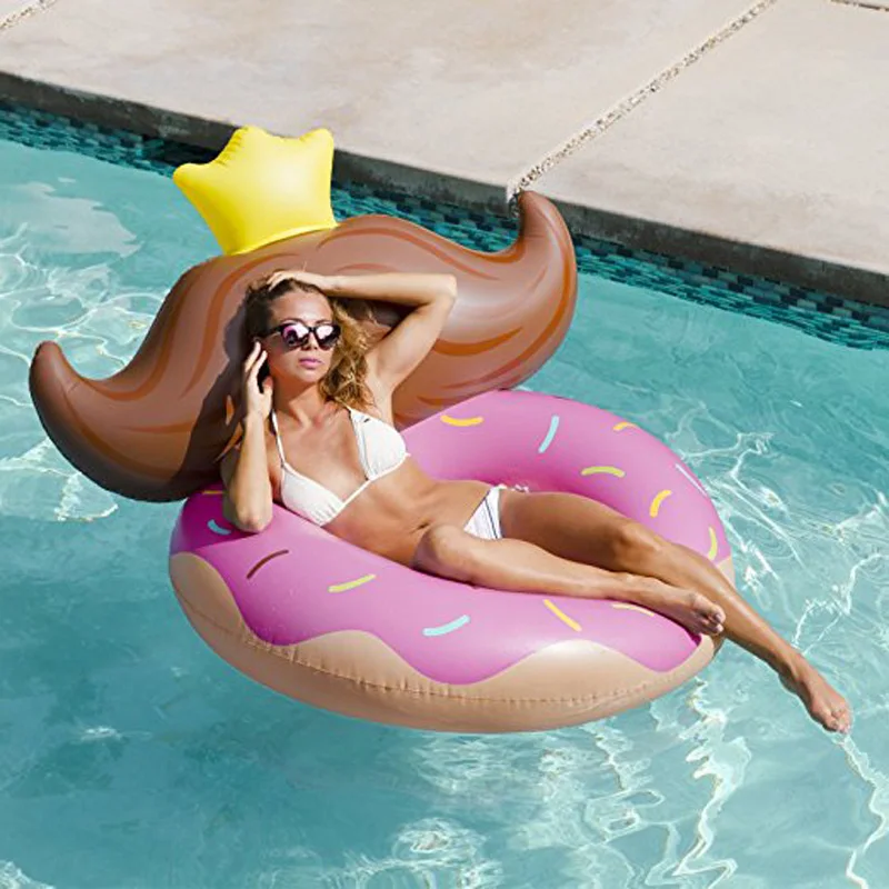 120 см гигантский розовый пончик Кольцо Плавание борода воды стул надувной поплавок воздуха Lounge матрас для детей и взрослых бассейн