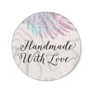 

3.8cm Handmade With Love Bohemian Customizable Packaging Classic Round Sticker