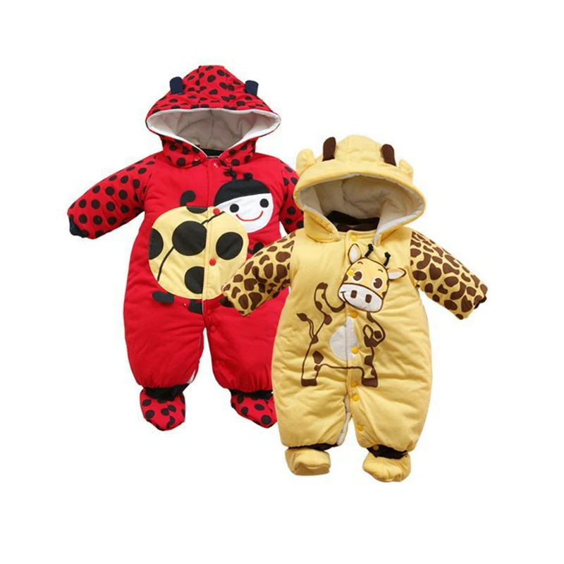 

Winter rompers models infants and young children baby Foot Siamese Romper thick warm coat climbing clothes beetles cows
