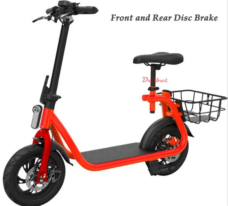 Perfect Daibot Adult Electric Scooter Car Two Wheel Electric Scooters With Child Seat 12 Inch 350W 36V Portable Electric Bike Two Seater 2